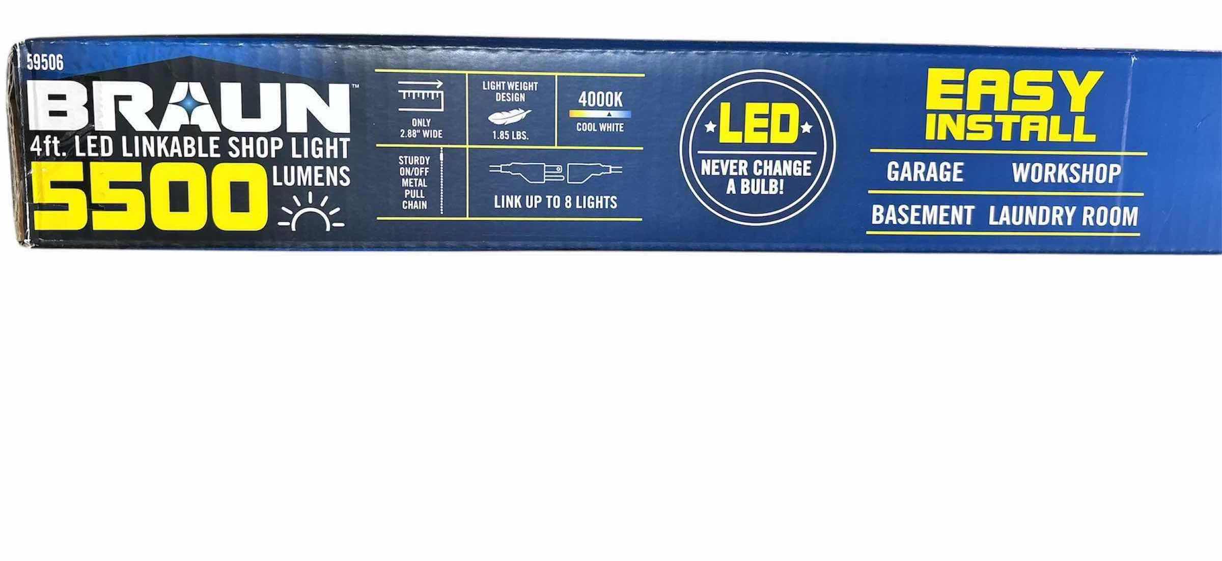 Photo 7 of NEW BRAUN 4FT LED LINKABLE SHOP LIGHT 5500 LUMENS (59506)
