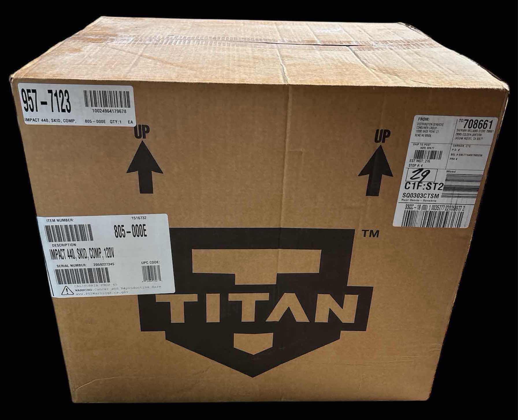 Photo 2 of NEW TITAN IMPACT X 440 ELECTRIC AIRLESS PAINT SPRAYER, 3300 PSI, ADAPTIVE PRESSURE CONTROL, SKID