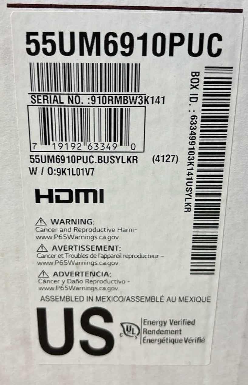 Photo 1 of LG 55” CLASS 4K HDR SMART LED TV (55UM6910PUC)
