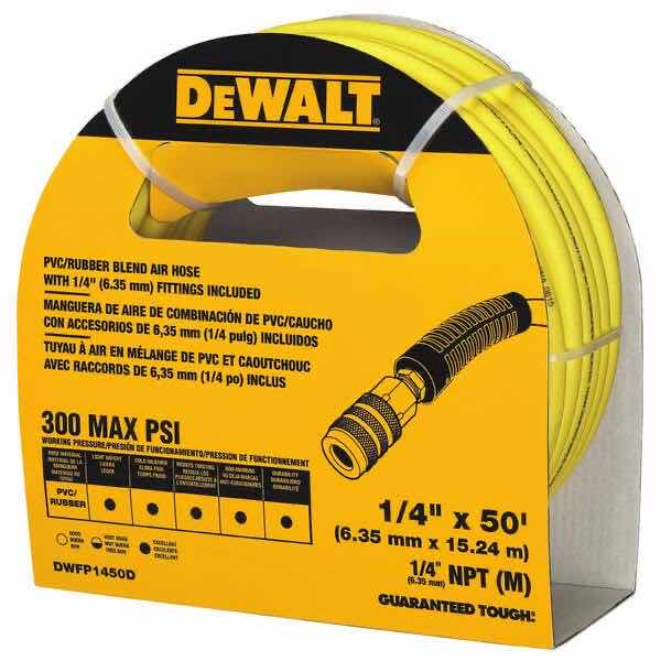 Photo 11 of DEWALT HEAVY DUTY COMPRESSOR COMBO KIT, 18GA BRAD PRECISION POINT NAILER (DWFP12233), 6 GAL OIL-FREE AIR COMPRESSOR (DWFP55126) & 50’ PVC/RUBBER BLEND AIR HOSE (DW1KIT18PP)