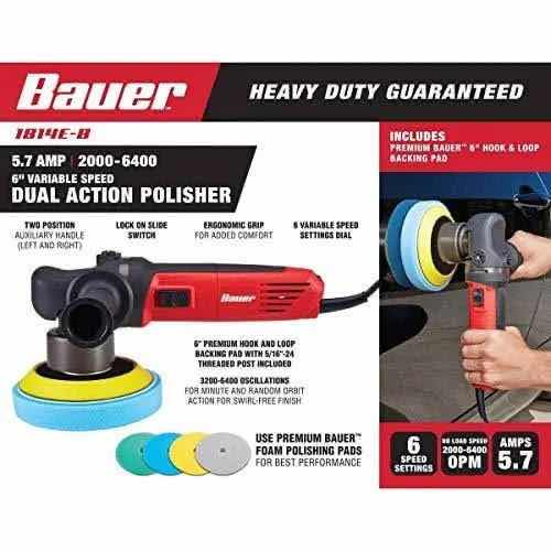 Photo 1 of NEW BAUER 6” VARIABLE SPEED DUAL ACTION POLISHER, 5.7 AMP 2000-6400 OPM (1814E-B)