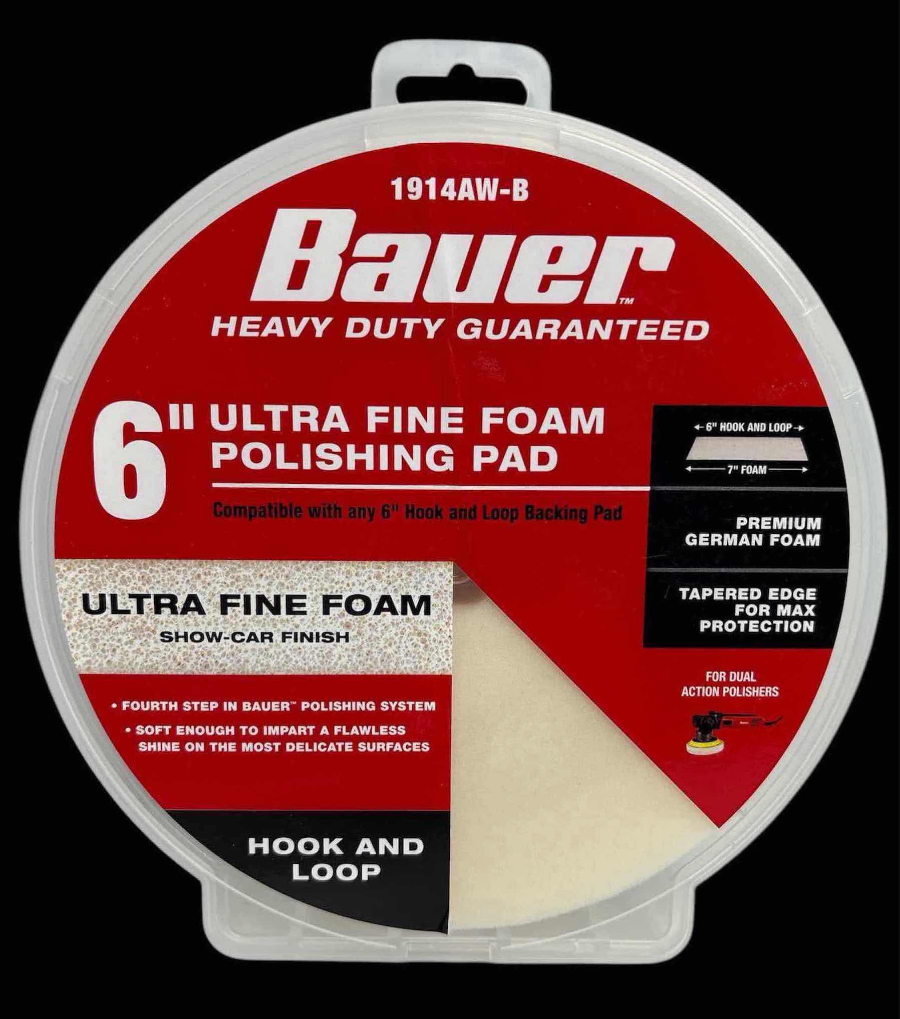 Photo 1 of NEW BAUER 6” HOOK & LOOP ULTRA FINE FOAM POLISHING PAD, 4TH STEP IN POLISHING SYSTEM (1914AW-B)