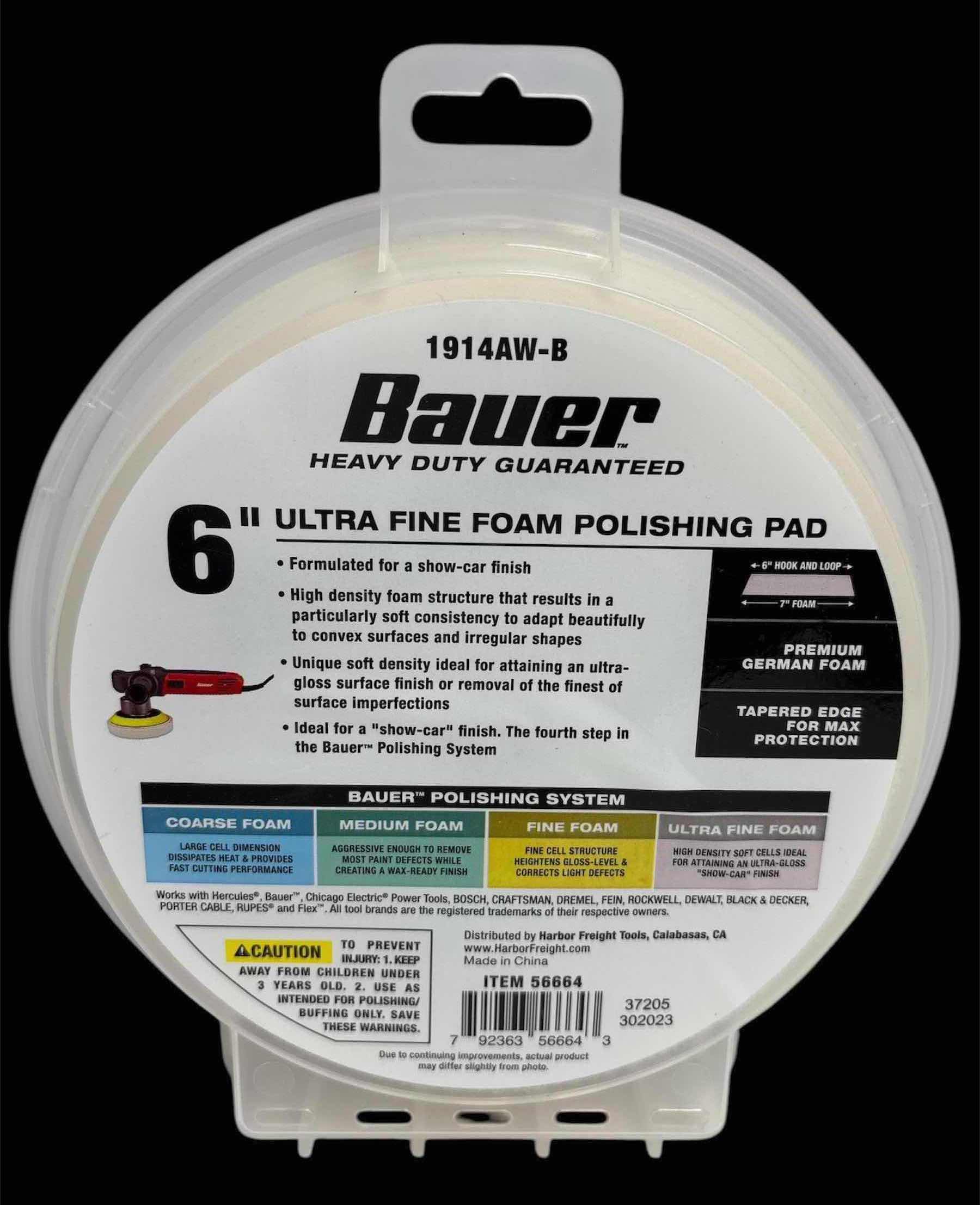 Photo 4 of NEW BAUER 6” HOOK & LOOP ULTRA FINE FOAM POLISHING PAD, 4TH STEP IN POLISHING SYSTEM (1914AW-B)