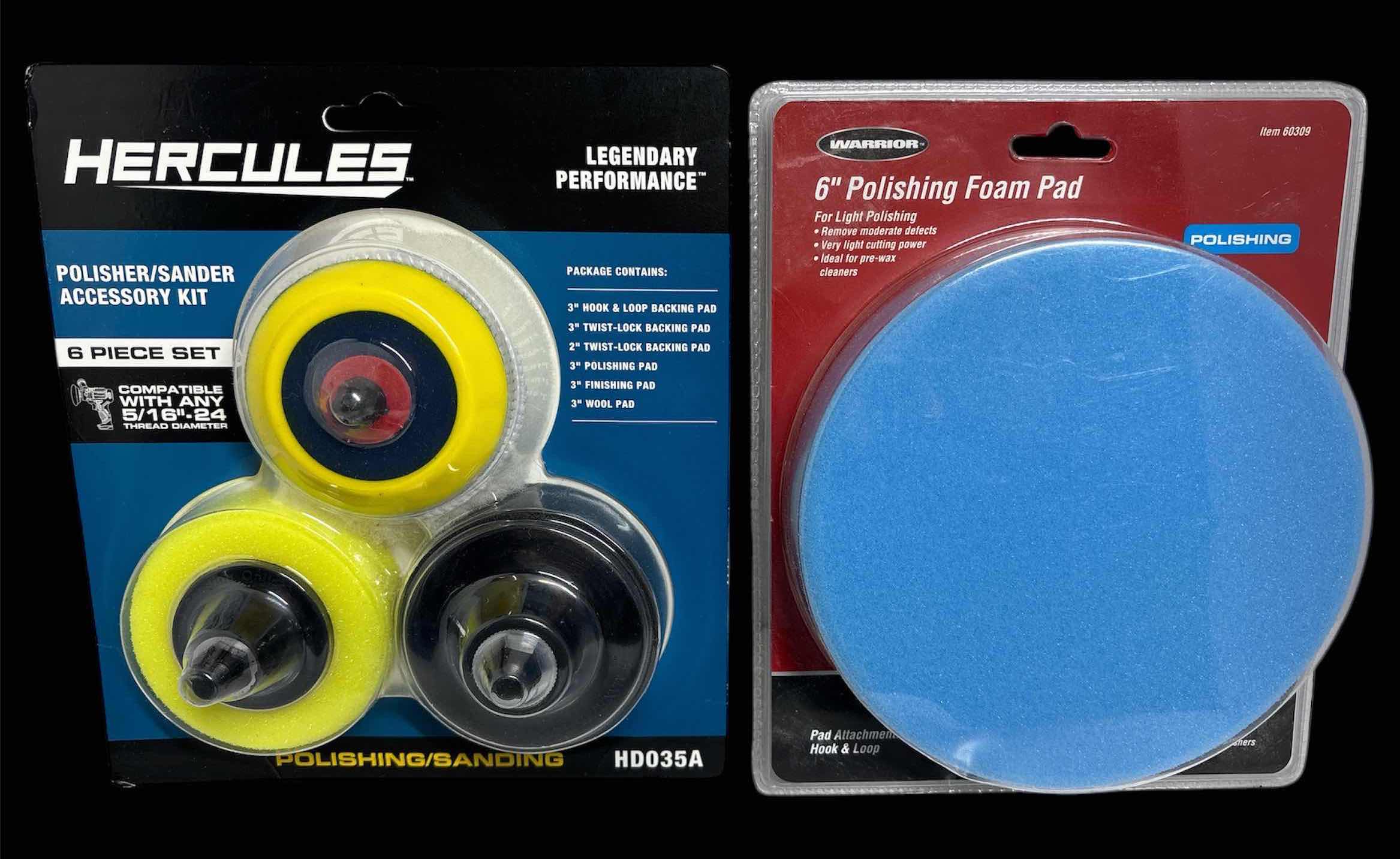 Photo 1 of NEW HERCULES POLISHER/SANDER 6 PC ACCESSORY KIT (HD035A) & WARRIOR 6” POLISHING FOAM PAD (60309)