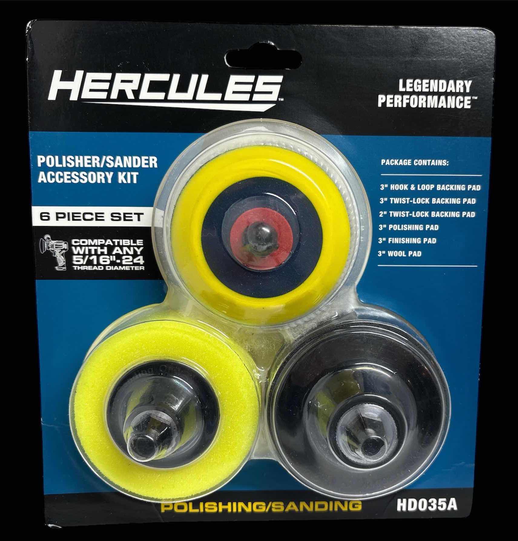 Photo 1 of NEW HERCULES POLISHER/SANDER 6 PC ACCESSORY KIT (HD035A) & WARRIOR 6” POLISHING FOAM PAD (60309)