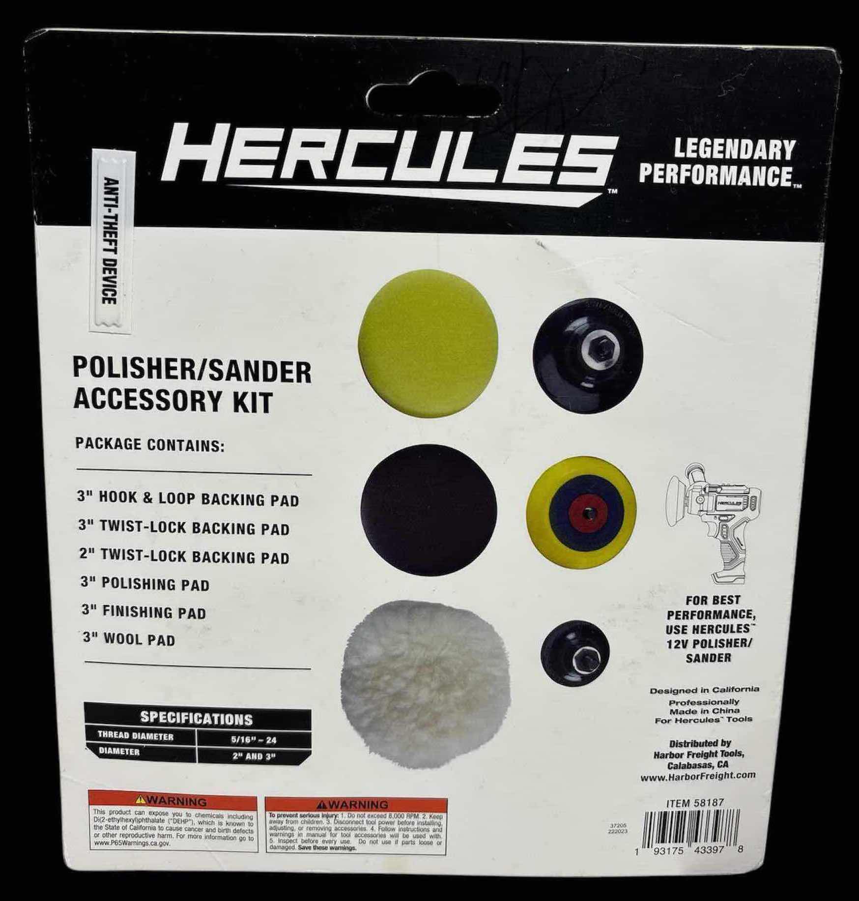 Photo 1 of NEW HERCULES POLISHER/SANDER 6 PC ACCESSORY KIT (HD035A) & WARRIOR 6” POLISHING FOAM PAD (60309)