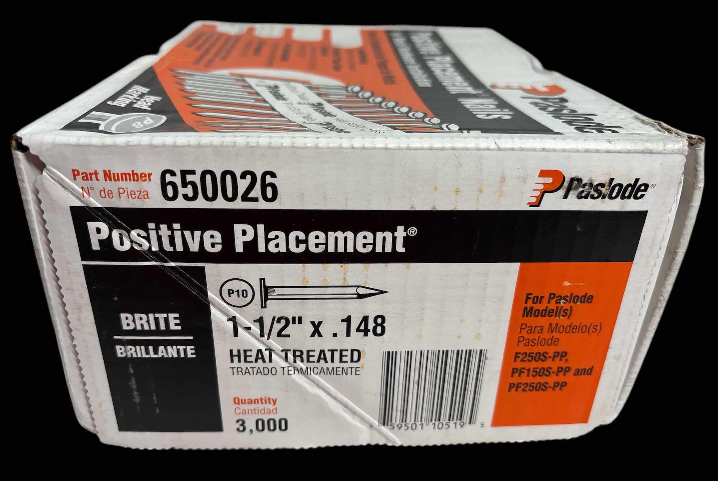 Photo 1 of NEW PASLODE POSITIVE PLACEMENT NAILS FOR METAL HARDWARE INSTALLATION, 30 DEGREE BRIGHT SMOOTH SHANK COLLATED JOIST HANGER NAILS (PART #650026 1.5” X .148 HEAT TREATED,APPROX QTY 3000)