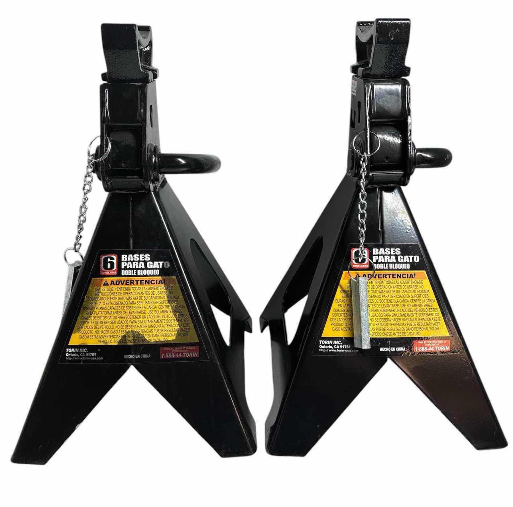 Photo 1 of TORIN BLACK JACK PAIR OF DOUBLE LOCKING 6 TON STEEL JACK STANDS (AT46002ABR)