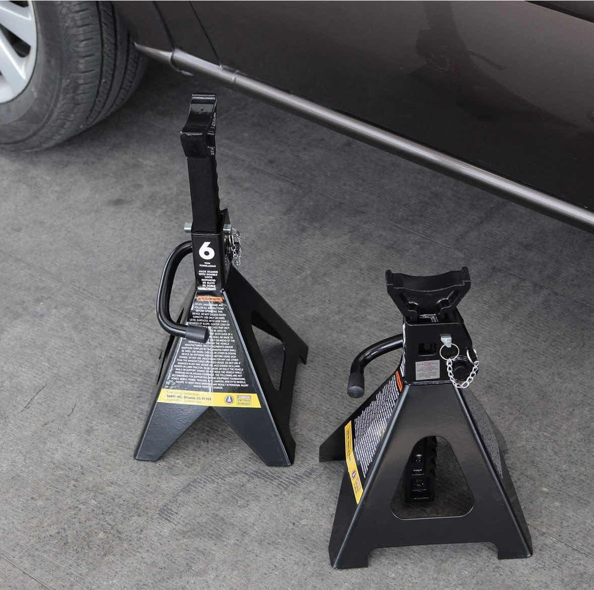 Photo 1 of TORIN BLACK JACK PAIR OF DOUBLE LOCKING 6 TON STEEL JACK STANDS (AT46002ABR)