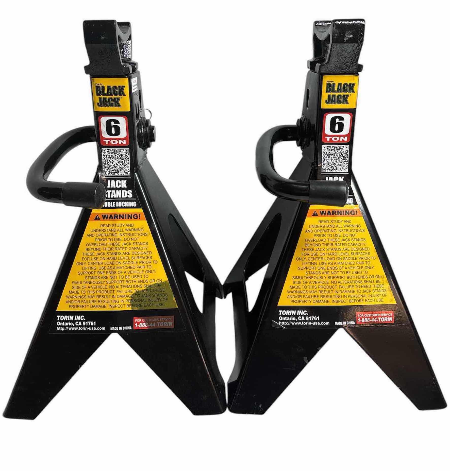 Photo 1 of TORIN BLACK JACK PAIR OF DOUBLE LOCKING 6 TON STEEL JACK STANDS (AT46002ABR)