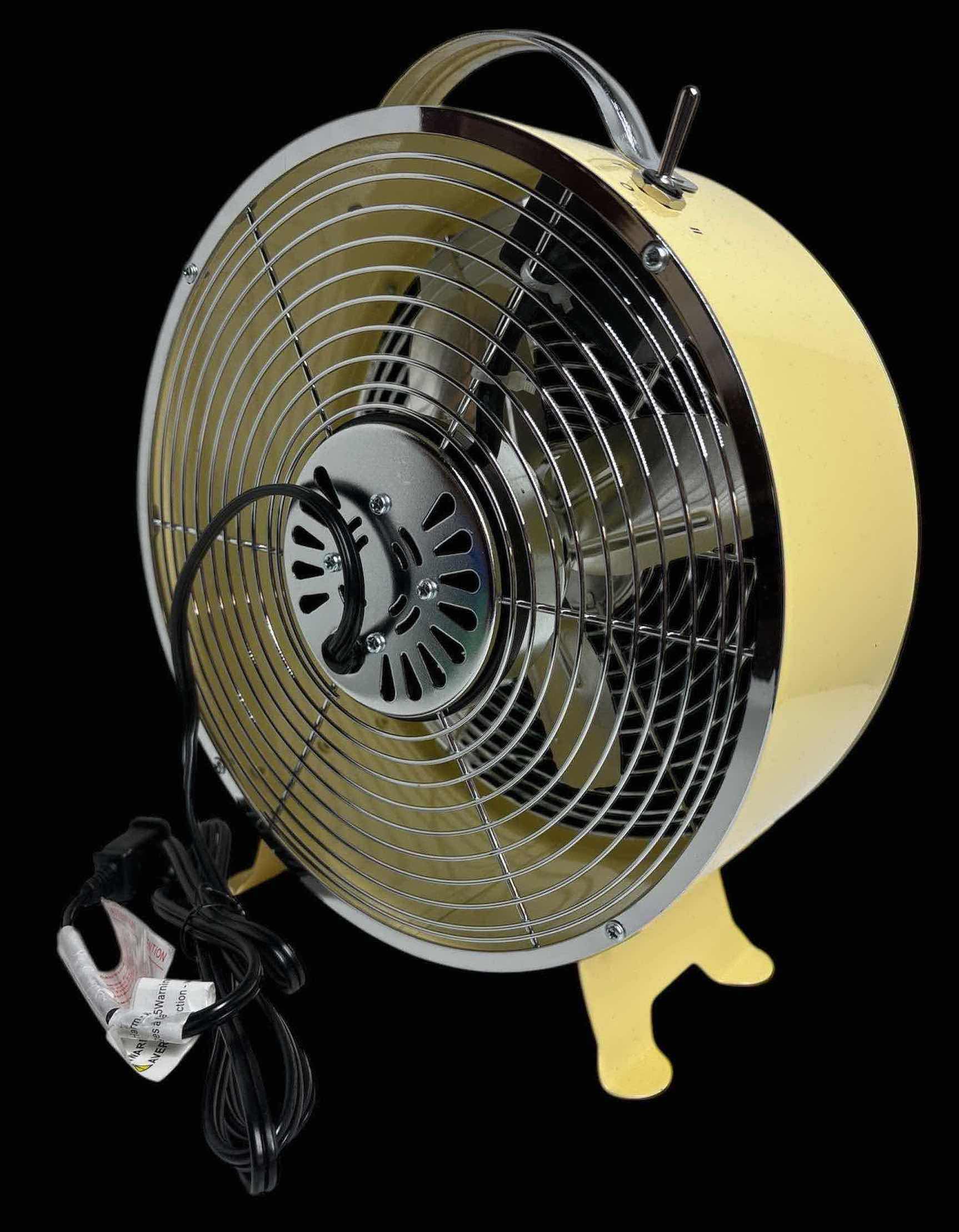Photo 2 of NEW TOMMY BAHAMA 12” RETRO METAL CIRCULATION TABLE FAN, BUTTERCREAM YELLOW (MODEL FE-20)