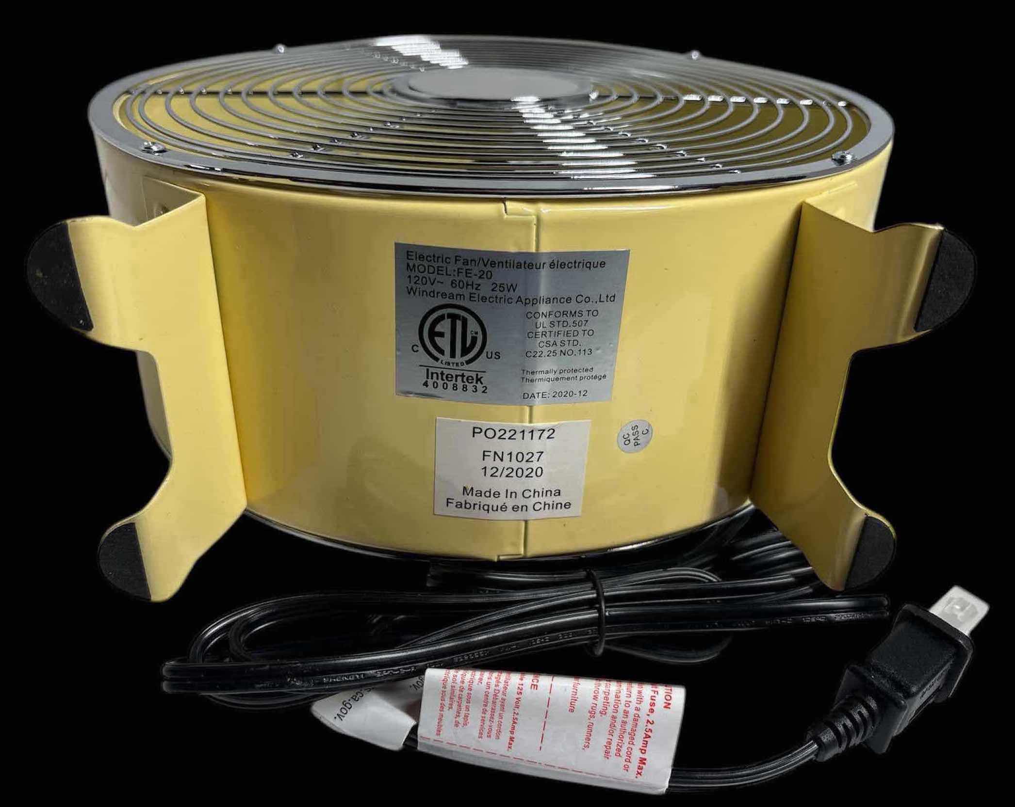 Photo 3 of NEW TOMMY BAHAMA 12” RETRO METAL CIRCULATION TABLE FAN, BUTTERCREAM YELLOW (MODEL FE-20)