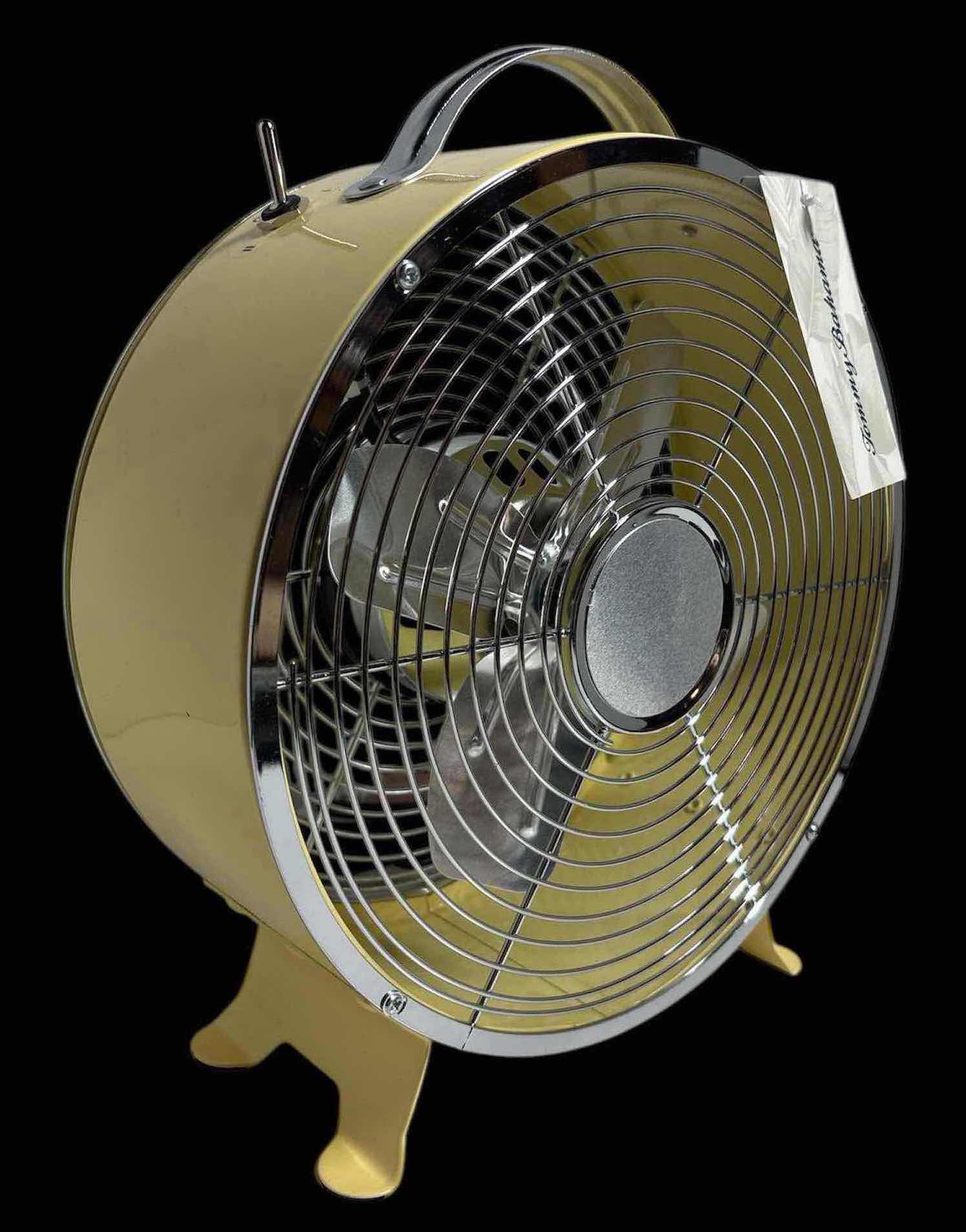 Photo 1 of NEW TOMMY BAHAMA 12” RETRO METAL CIRCULATION TABLE FAN, BUTTERCREAM YELLOW (MODEL FE-20)