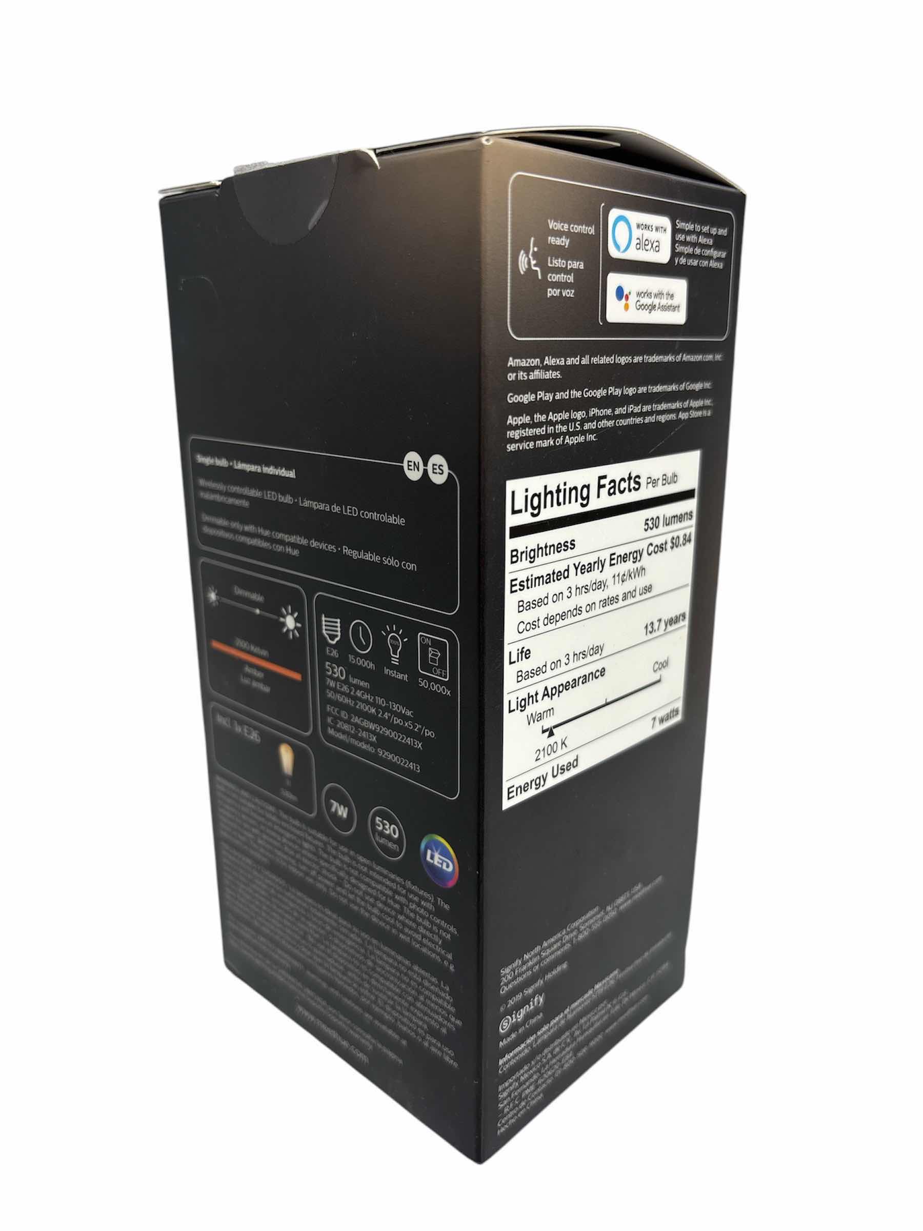 Photo 8 of NEW PHILIPS HUE WHITE AMBER DIMMABLE FILAMENT ST19 LED SMART VINTAGE EDISON BULB, BLUETOOTH & HUB COMPATIBLE & VOICE ACTIVATED W ALEXA (1 BULB)