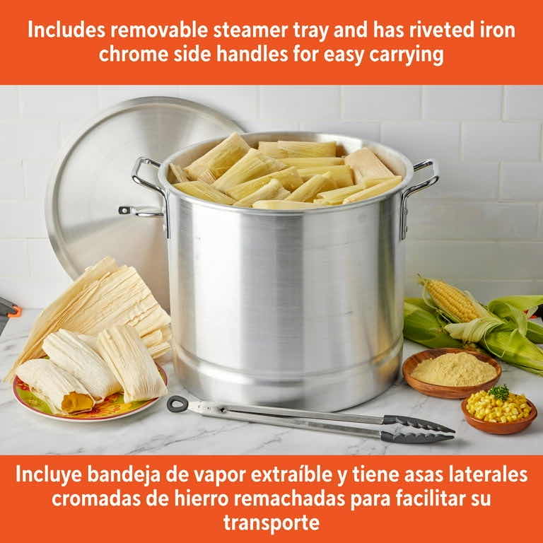 Photo 5 of NEW IMUSA 20 QUART ALUMINUM TAMALE & SEAFOOD STEAMER POT W REMOVABLE STEAM TRAY & RIVETED HANDLES
