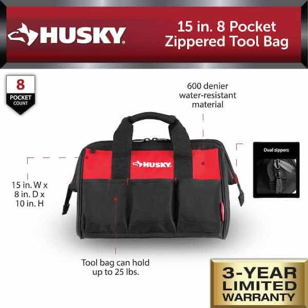 Photo 2 of NEW HUSKY 15” ZIPPERED 5-POCKET TOOL BAG