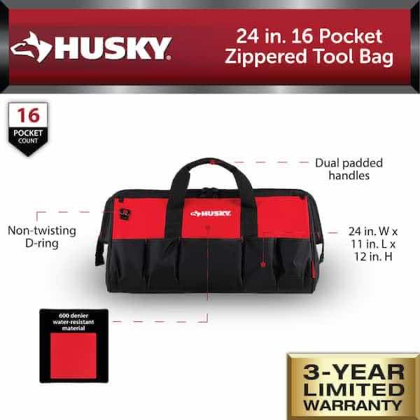 Photo 6 of NEW HUSKY 24” ZIPPERED 16-POCKET TOOL BAG