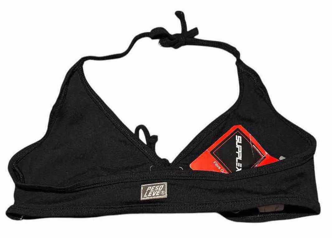 Photo 1 of NEW PESO LEVE CORSET LACE-UP TRIANGLE HALTER BIKINI TOP W METAL ACCENTS (BLACK/EXTRA SMALL)