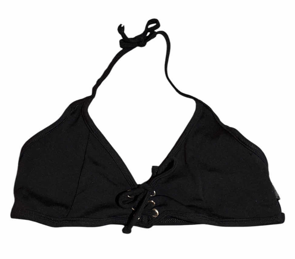 Photo 1 of NEW PESO LEVE CORSET LACE-UP TRIANGLE HALTER BIKINI TOP W METAL ACCENTS (BLACK/EXTRA SMALL)