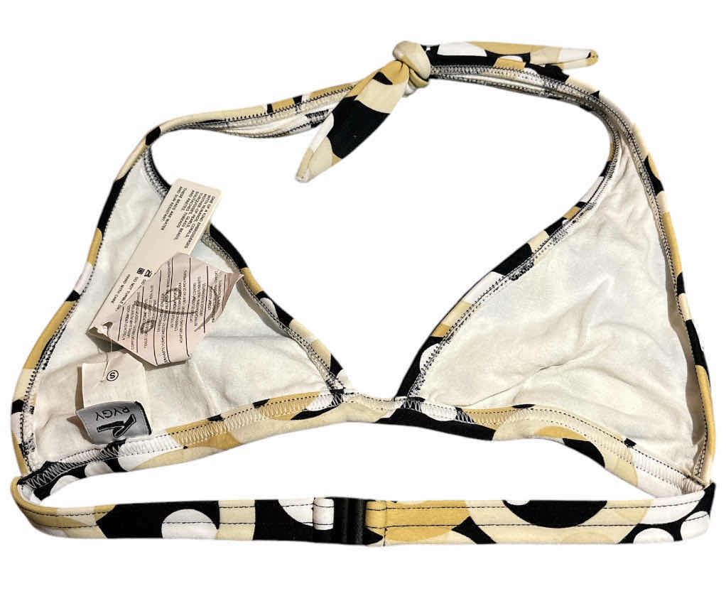 Photo 1 of NEW RYGY SWIMWEAR HAND-EMBROIDERED/BEADED TRIANGLE HALTER BIKINI TOP (MULTICOLOR/SMALL)