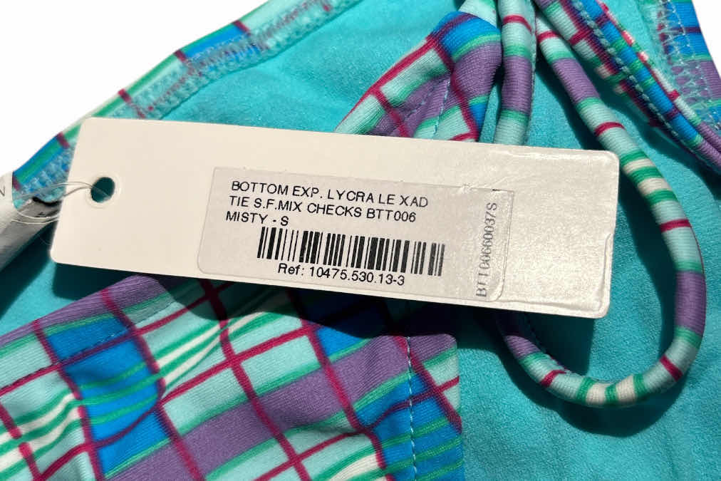Photo 1 of NEW RYGY SWIMWEAR SIDE-TIE BIKINI BOTTOM (MIX CHECKS/MISTY, SMALL)