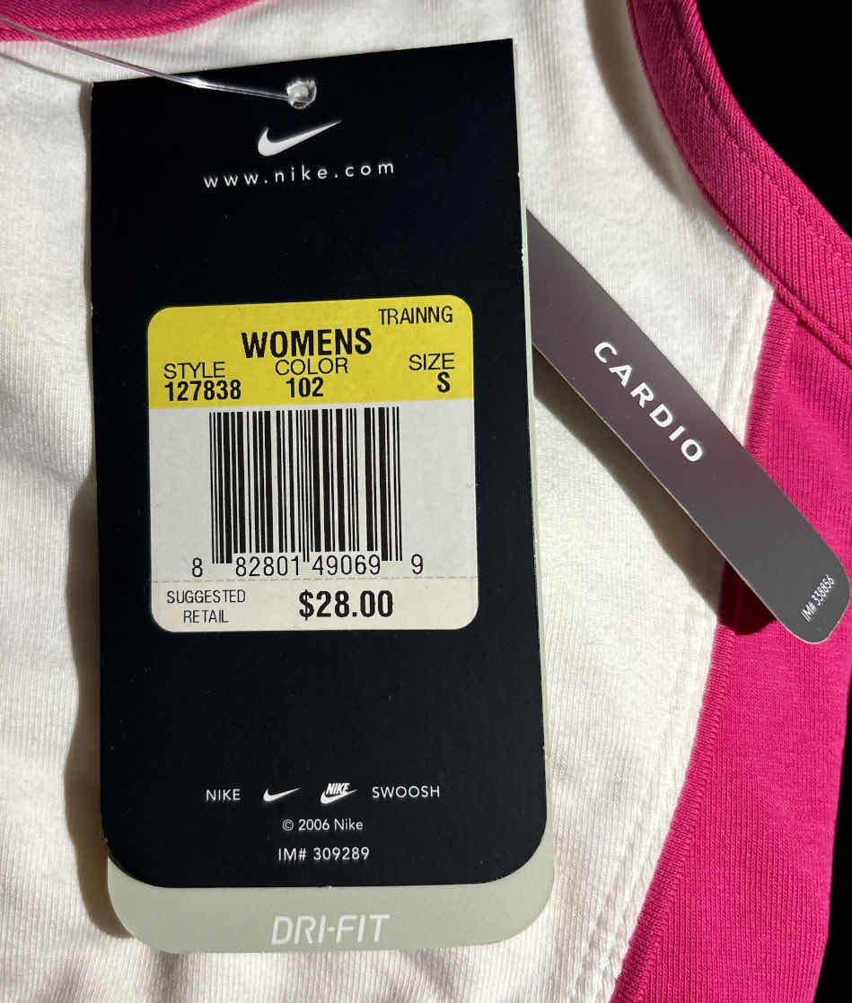 Photo 1 of NEW ADIDAS WOMENS DRI-FIT RACERBACK SPORTS BRA (PINK/WHITE, SMALL)