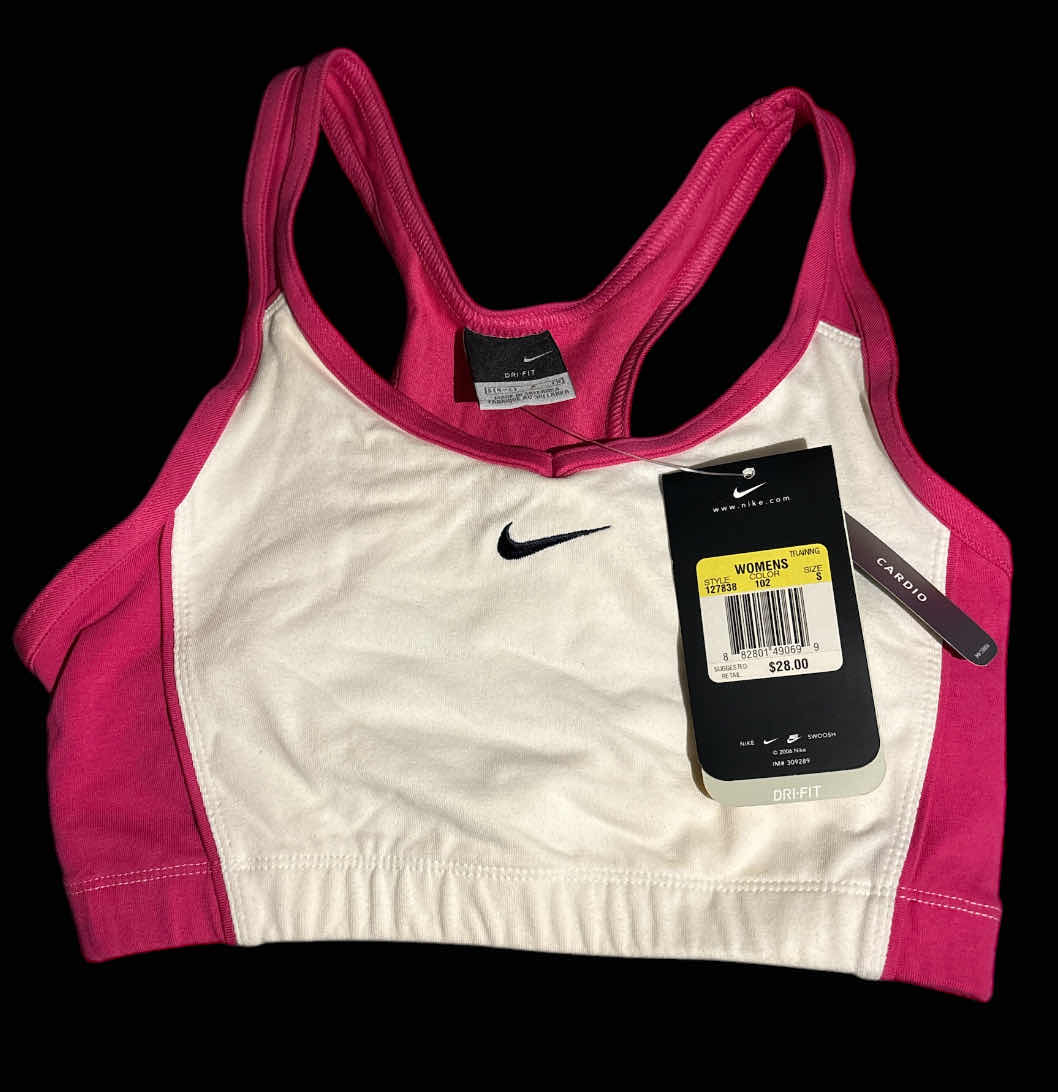 Photo 1 of NEW ADIDAS WOMENS DRI-FIT RACERBACK SPORTS BRA (PINK/WHITE, SMALL)