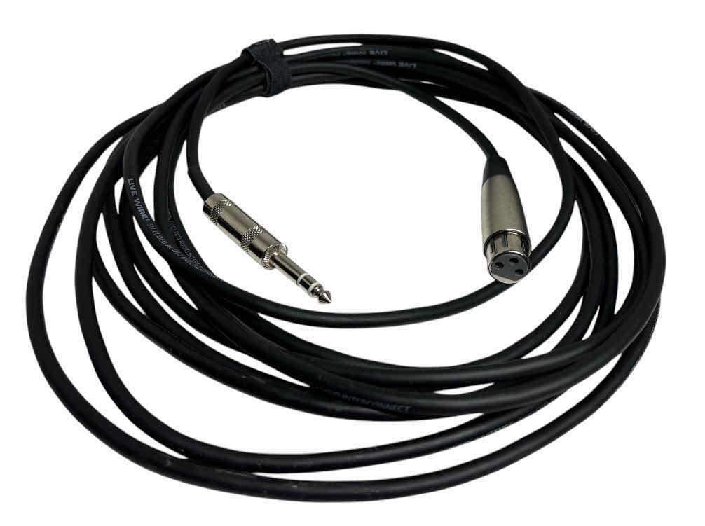 Photo 1 of LIVEWIRE SHIELDED AUDIO INTERCONNECT CABLE 1/4” TRS MALE TO XLR FEMALE, 15 FT BLACK