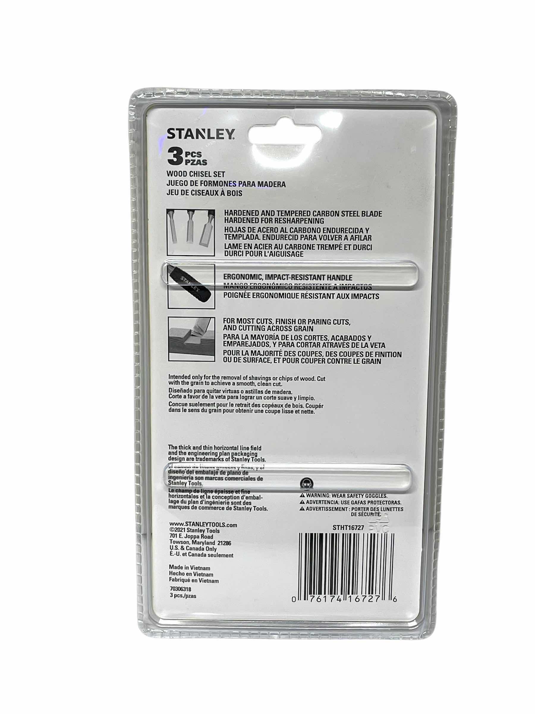 Photo 1 of NEW STANLEY 3PC WOOD CHISEL SET