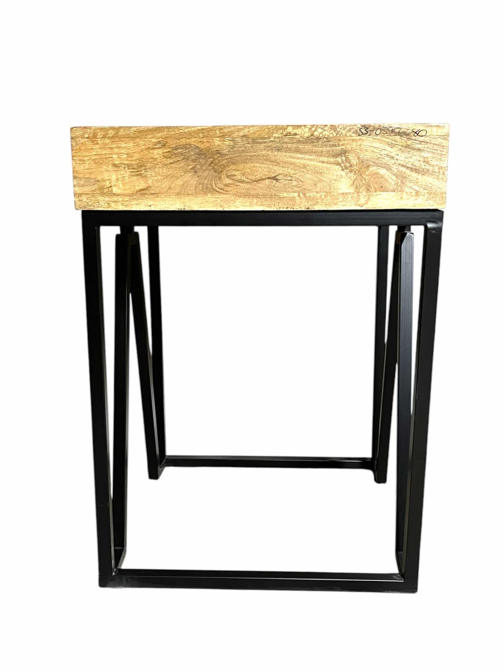 Photo 4 of MARIKA RUSTIC NATURAL WOOD TOP BLACK METAL BASE NIGHTSTAND 18” X 20” H20”