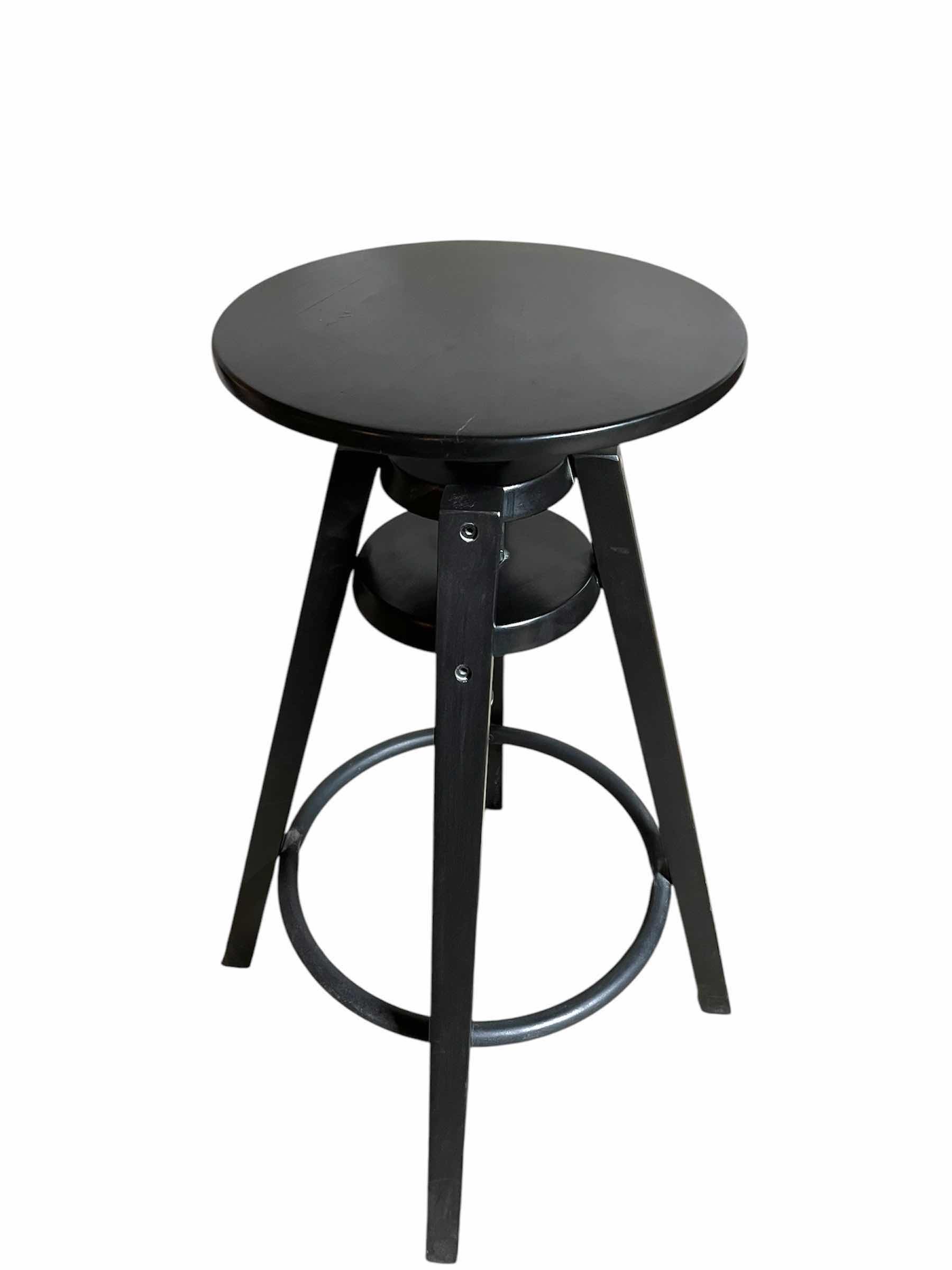 Photo 1 of IKEA DALFRED BLACK FINISH WOOD STOOL 17” X 25”