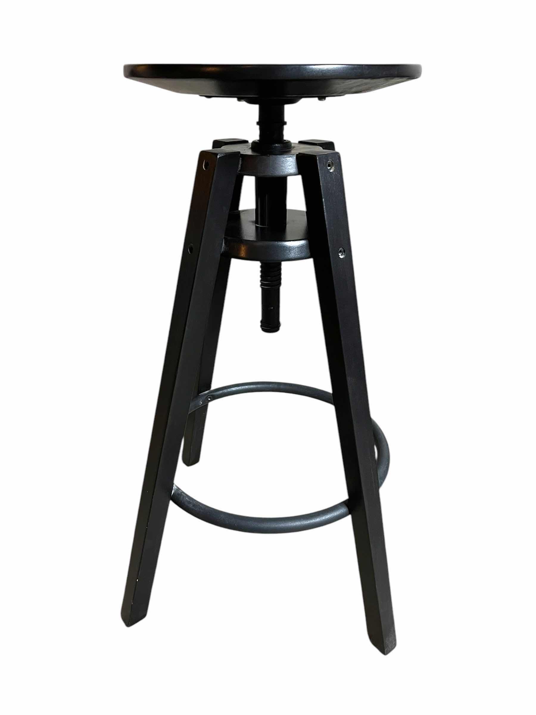 Photo 1 of IKEA DALFRED BLACK FINISH WOOD STOOL 17” X 25”