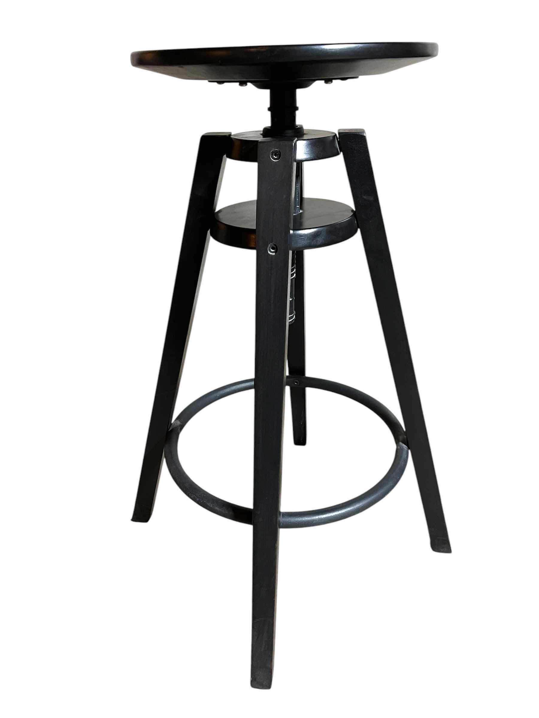 Photo 3 of IKEA DALFRED BLACK FINISH WOOD STOOL 17” X 25”