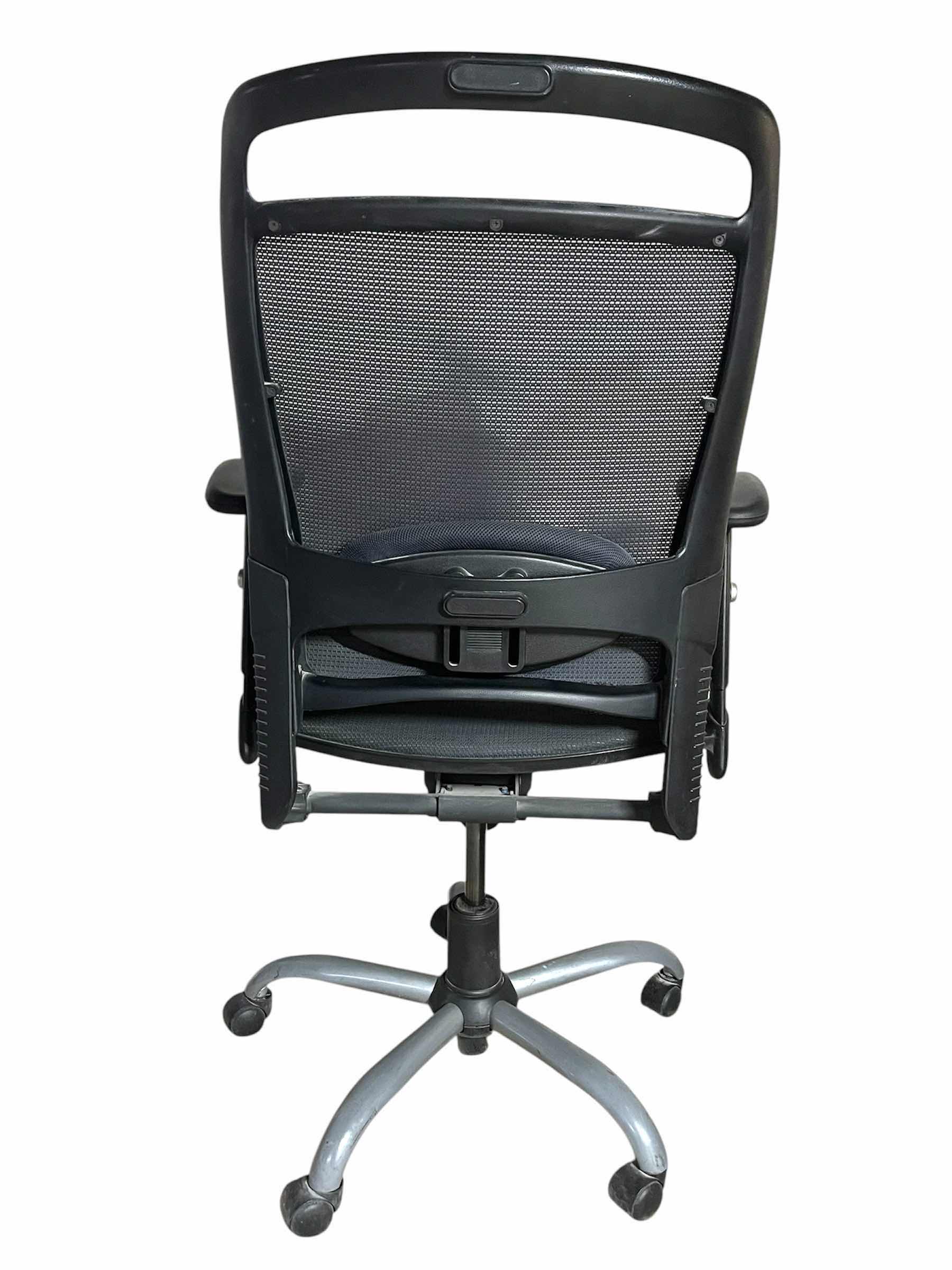 Photo 1 of MERRYFAIR FULKRUM BLACK MESH ROLLING OFFICE CHAIR 27” X 25” H48”