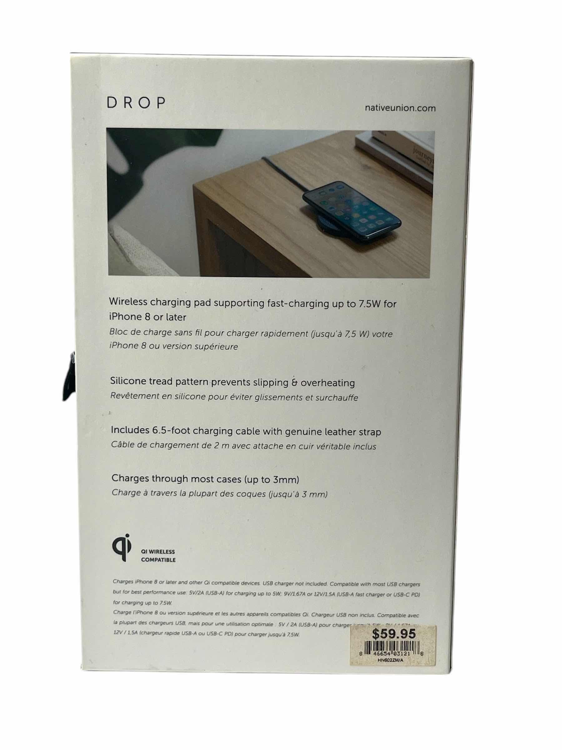 Photo 1 of NATIVE UNION DROP FAST CHARGE WIRELESS CHARGING PAD MODEL DROP03