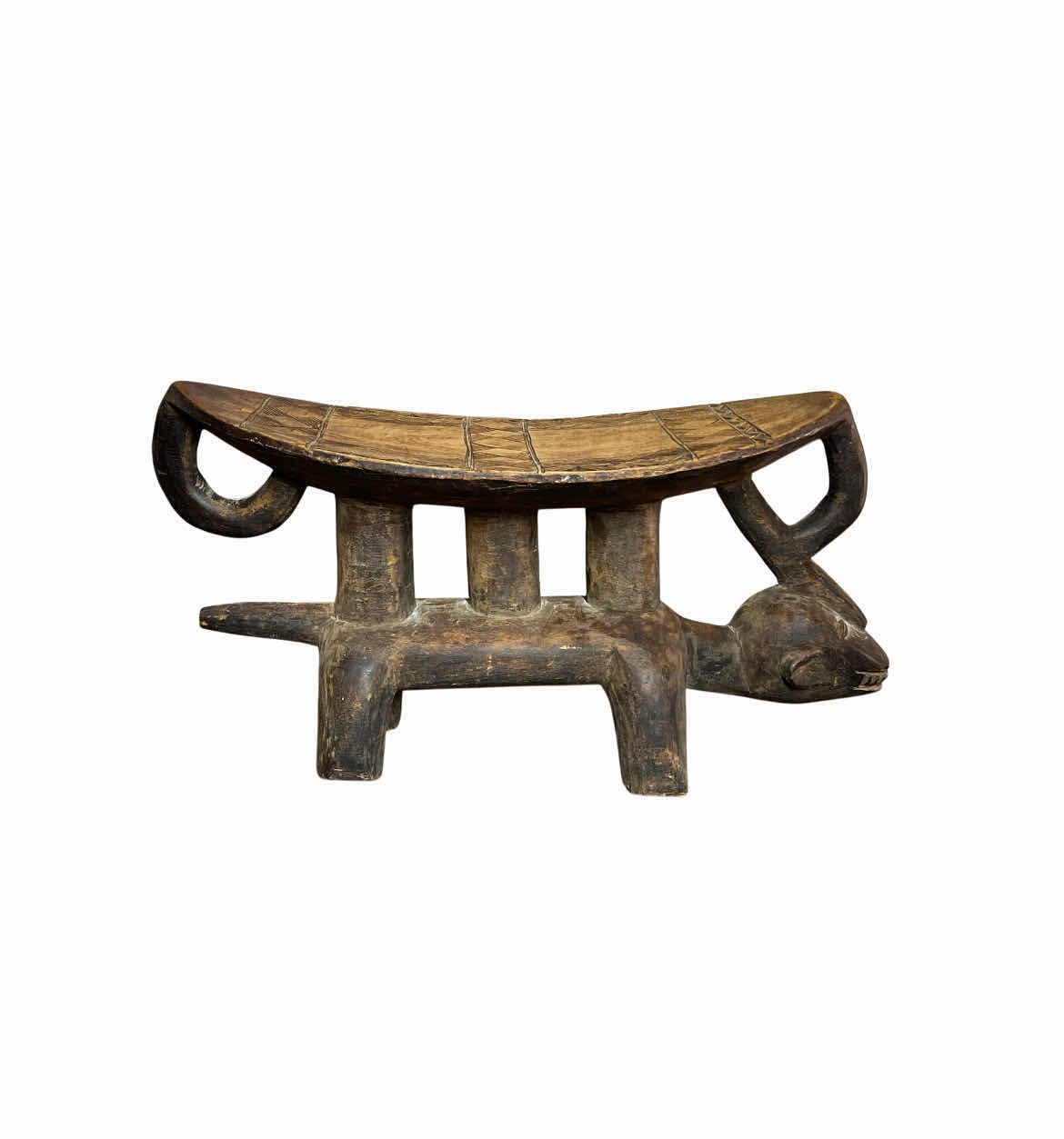 Photo 5 of DOGON ZOOMORPHIC WOOD CARVED STOOL/HEADREST MALI, WEST AFRICAN TRADITIONAL ARTIFACT 21.5” X 8.25” H11”