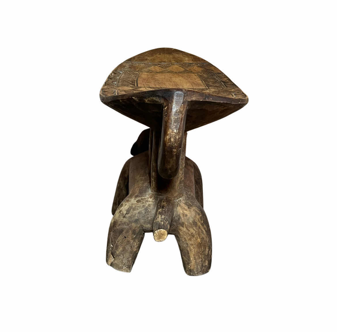 Photo 4 of DOGON ZOOMORPHIC WOOD CARVED STOOL/HEADREST MALI, WEST AFRICAN TRADITIONAL ARTIFACT 21.5” X 8.25” H11”