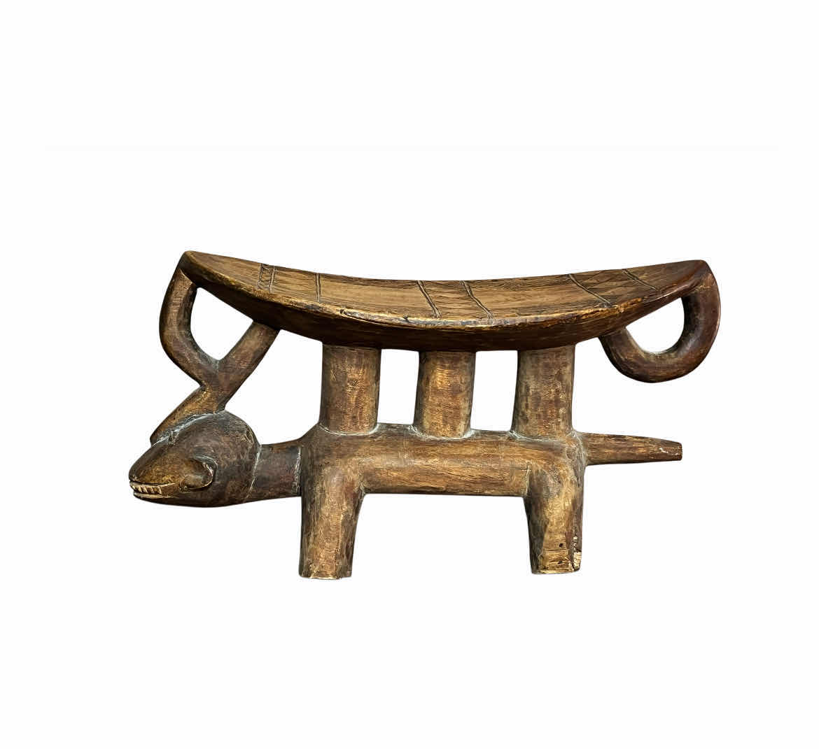 Photo 3 of DOGON ZOOMORPHIC WOOD CARVED STOOL/HEADREST MALI, WEST AFRICAN TRADITIONAL ARTIFACT 21.5” X 8.25” H11”