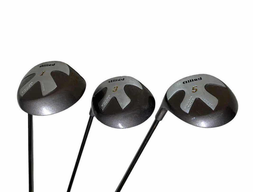 Photo 1 of ALLIED STAINLESS MATRIX TOUR FLEX 2 HIGH MODULUS GRAPHITE GOLF DRIVER SET- 1, 3, 5 DRIVERS