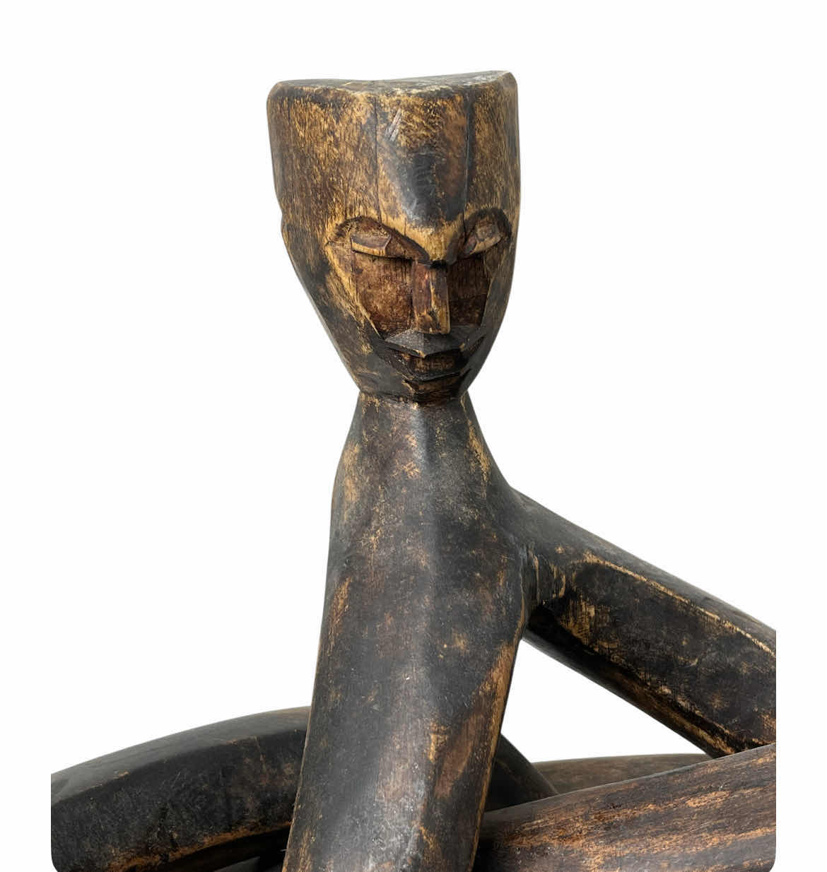 Photo 1 of AFRICAN HAND CARVED WOOD UNITY CIRCLE SCULPTURE 14” X 12”