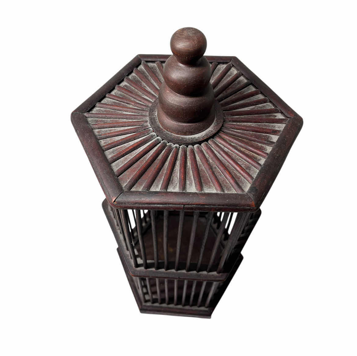 Photo 1 of DISTRESSED WOOD HEXAGON BIRD CAGE 10” X 21”