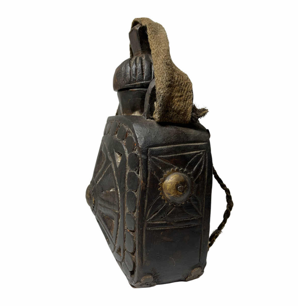 Photo 1 of NATIVE AMERICAN HAND CARVED WOOD CANTEEN 7” X 3” H11”