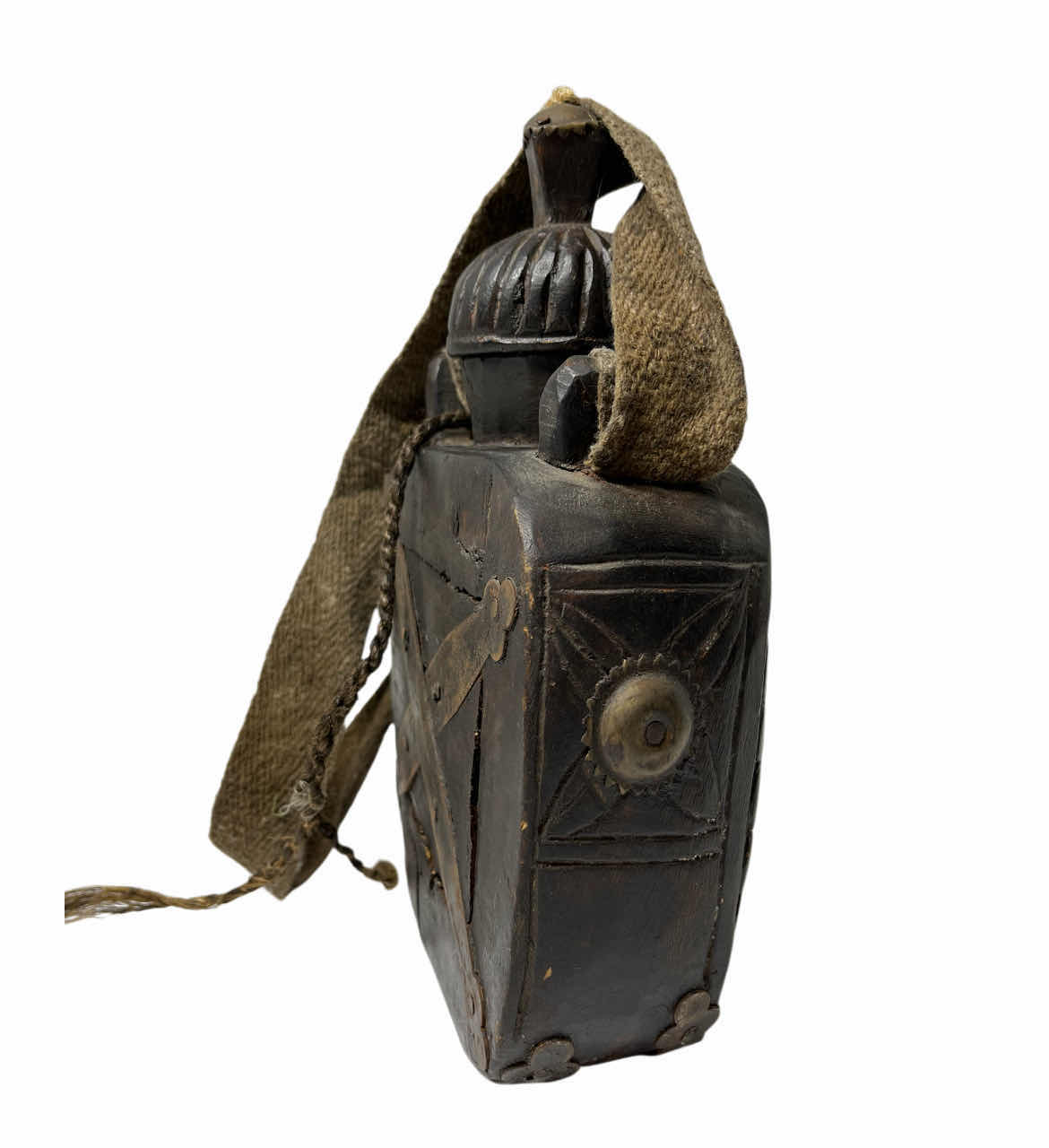 Photo 1 of NATIVE AMERICAN HAND CARVED WOOD CANTEEN 7” X 3” H11”