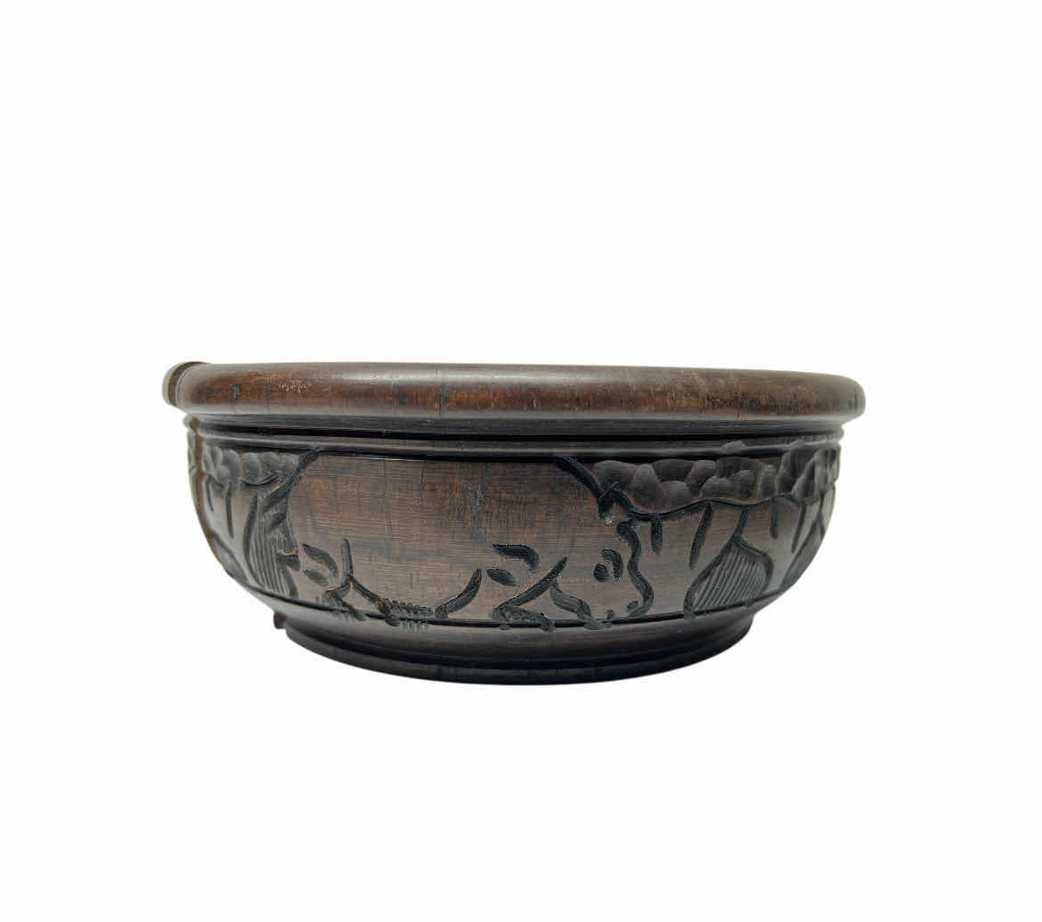 Photo 6 of AFRICAN SAFARI HAND CARVED EBONY WOOD BOWLS (3) 7” X 2.5”/6” X 2.5”/4.25” X 2”