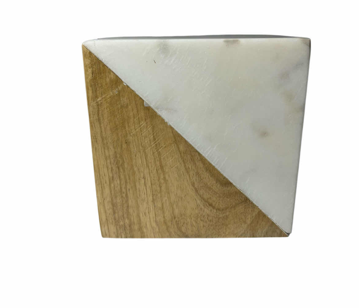 Photo 1 of DIAMOND HOME SOLID MARBLE & WOOD SPLIT CUBE DECOR 5” X 5”