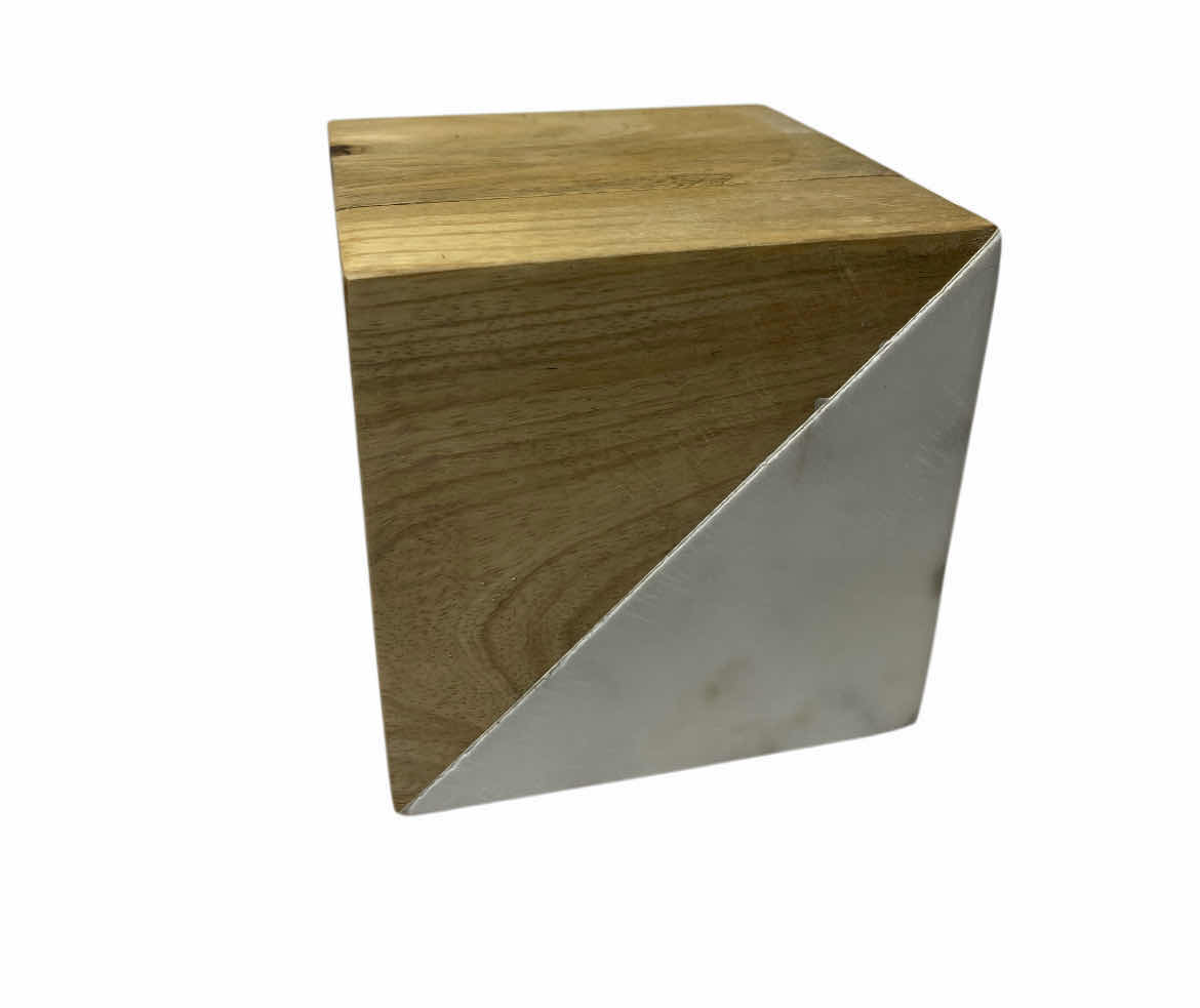 Photo 1 of DIAMOND HOME SOLID MARBLE & WOOD SPLIT CUBE DECOR 5” X 5”