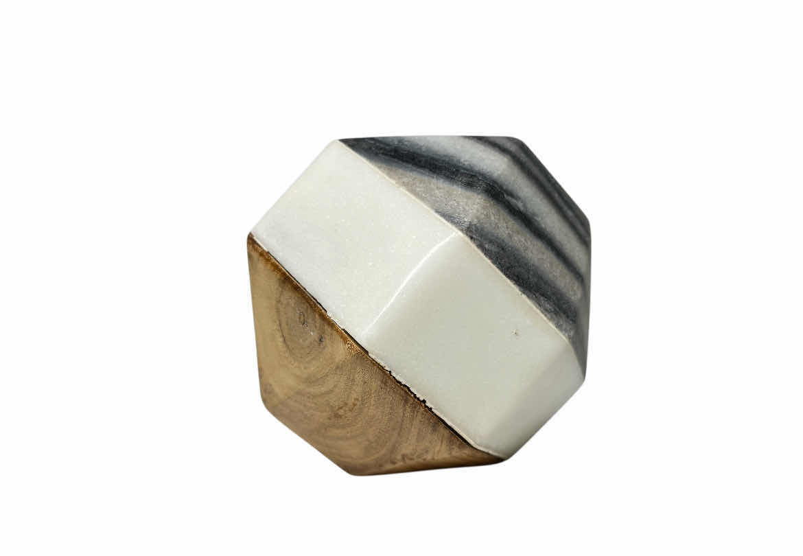 Photo 1 of DIAMOND HOME SOLID MARBLE & WOOD DODECAHEDRON DECOR 4.5” X 4.5”