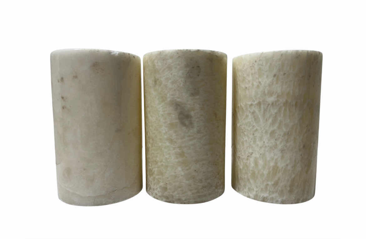 Photo 1 of POLISHED STONE CANDLE HOLDERS 3” X 3.5” (2) 3” X 5.5” (3)