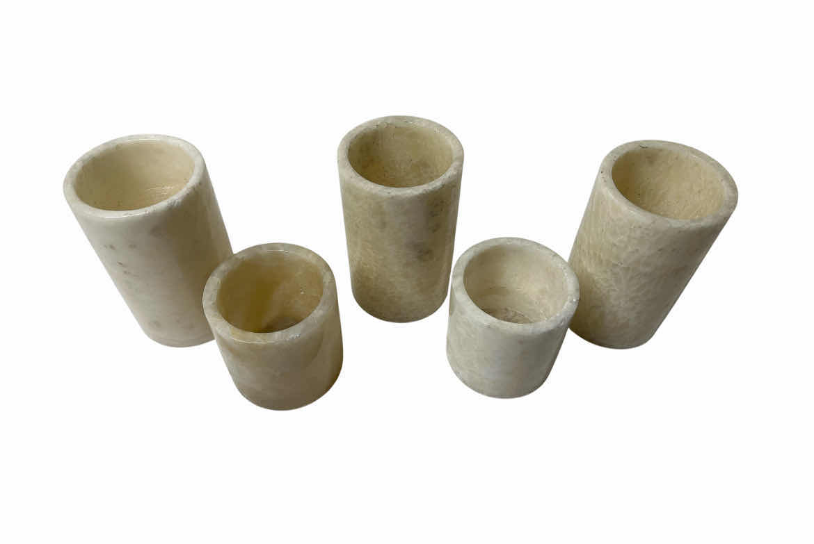 Photo 1 of POLISHED STONE CANDLE HOLDERS 3” X 3.5” (2) 3” X 5.5” (3)