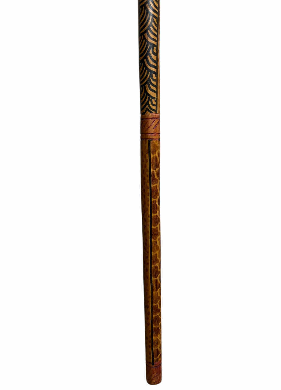 Photo 1 of AFRICAN HAND CARVED WOOD WALKING STICK CANE 4.5” X 36”